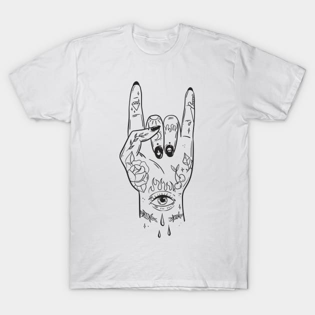 Rcok and roll tattoo hand T-Shirt by Picasso_design1995